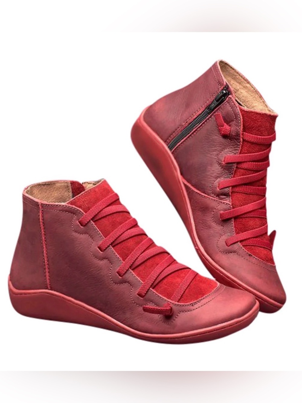 Aueoeo, Casual Flat Retro Lace up Ankle Boots | Women’s 10